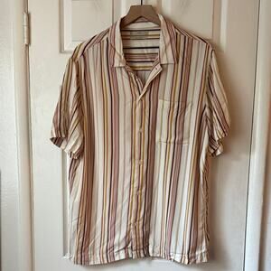 Mango Man Striped Bowling Fluid Shirt size large